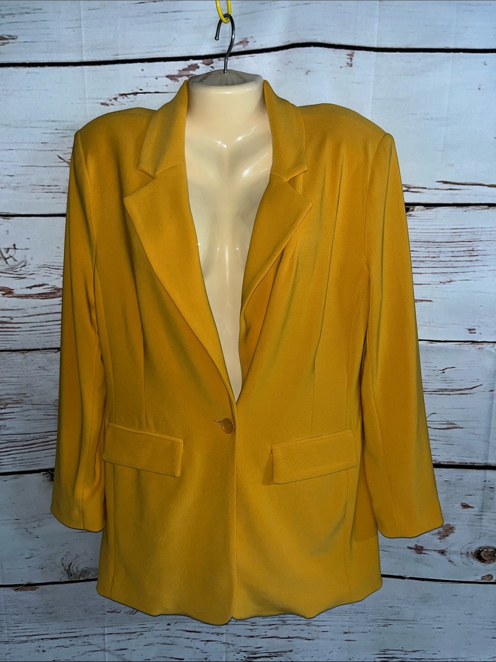 Boston Proper Size 12 Golden Yellow One Button Notch Collar Blazer Jacket